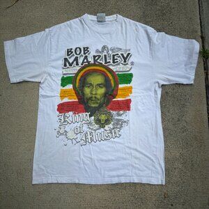 Bob Marley King of Music Graphic Tee Mens XL Rasta Statement Shirt